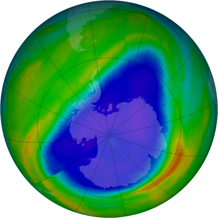Antarctic ozone map for 16 September 1997